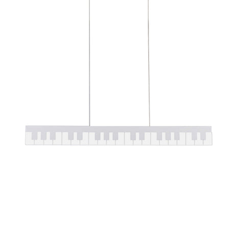 Contemporary Led Acrylic Hanging Ceiling Light In White/Black Piano Key Shape White/Warm/Natural