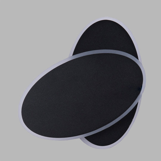 Contemporary Led Double Oval Wall Sconce Light With Acrylic Shade In White/Black Finish - Warm/White
