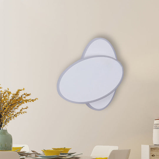 Contemporary Led Double Oval Wall Sconce Light With Acrylic Shade In White/Black Finish - Warm/White