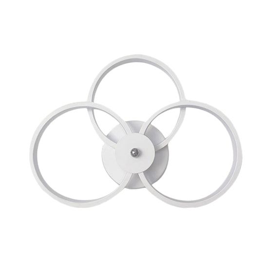 Minimalist White 3-Ring Led Acrylic Wall Sconce Light Fixture - Warm/White