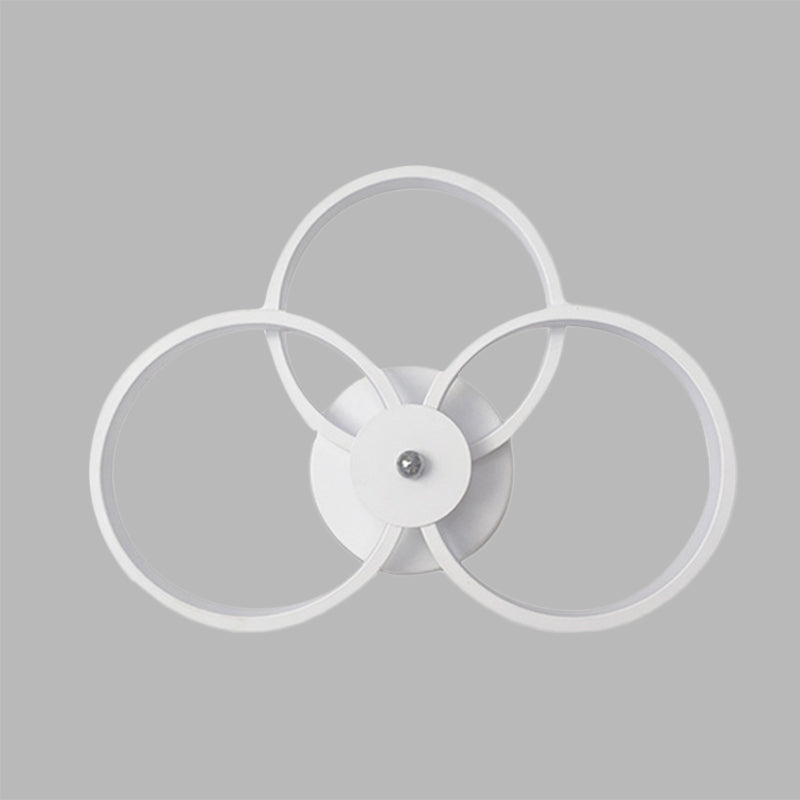 Minimalist White 3-Ring Led Acrylic Wall Sconce Light Fixture - Warm/White