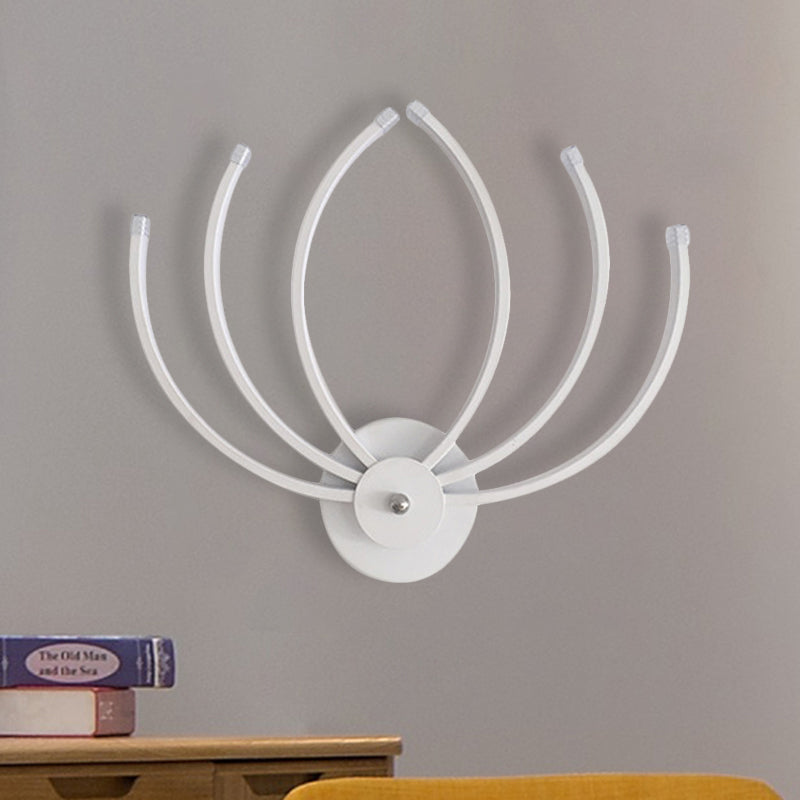 Modern Lotus Wall Sconce Led Bedside Light In White With Linear Design Warm/White Glow / Warm