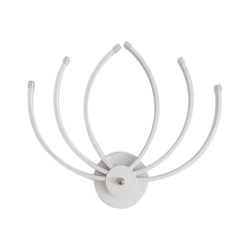 Modern Lotus Wall Sconce Led Bedside Light In White With Linear Design Warm/White Glow
