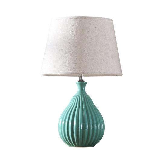 Minimalist White/Green Teardrop Night Light With Cone Fabric Shade