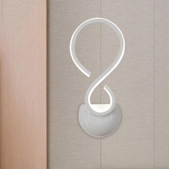 Modern Acrylic Led Wall Sconce - Twist Design White Finish Ideal For Living Room Lighting