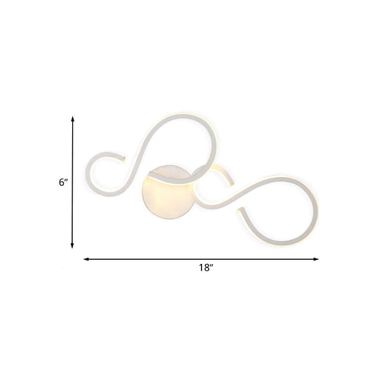 Modern White Spiral Wall Sconce Light With Acrylic Led For Living Room