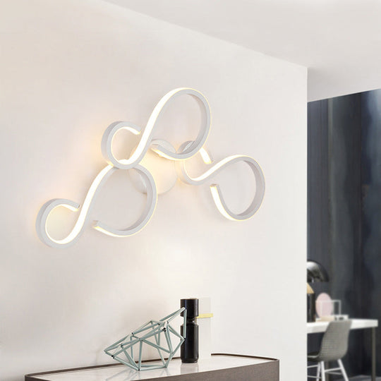 Modern White Spiral Wall Sconce Light With Acrylic Led For Living Room