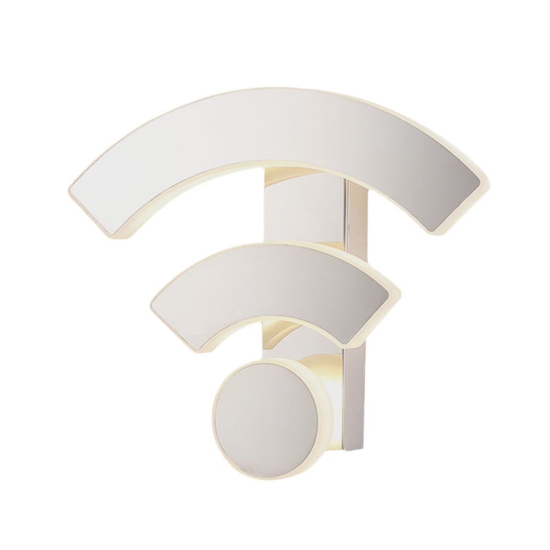 Modern Wifi Logo Sconce Light: Acrylic Led Wall Lamp In Warm/White Light For Bedroom