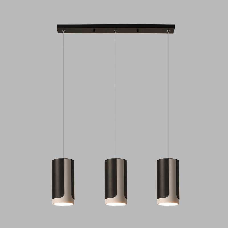 Modern Black Cylindrical Suspension Pendant Lamp - 3-Light Metallic Cluster