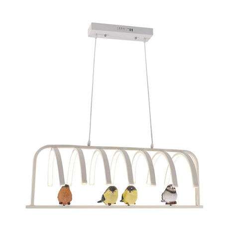 Contemporary Curved Acrylic Chandelier With Led Lighting White Modern Pendant Lamp In