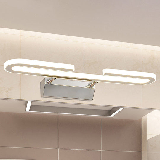 Modern Led Acrylic Vanity Light Fixture In White - Paper Clip Shaped Wall Sconce Lamp For Bathroom