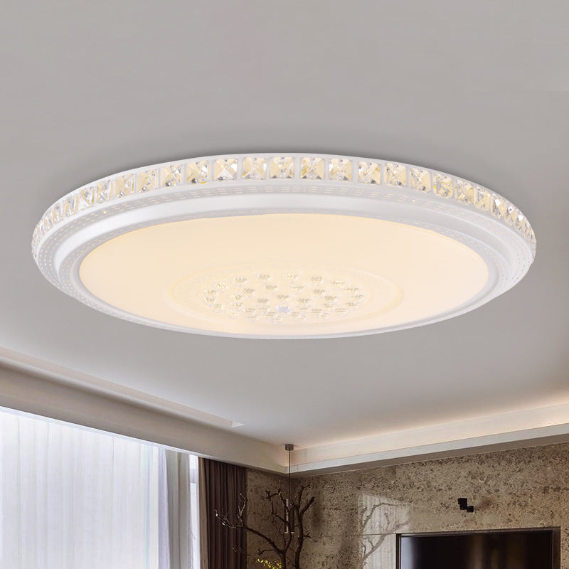 Modern Led Ceiling Flush Light With Crystal Detail White Warm/White 12’/16’/19.5’ Dia. / 12’ Warm