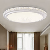 Modern Led Ceiling Flush Light With Crystal Detail White Warm/White 12/16/19.5 Dia.