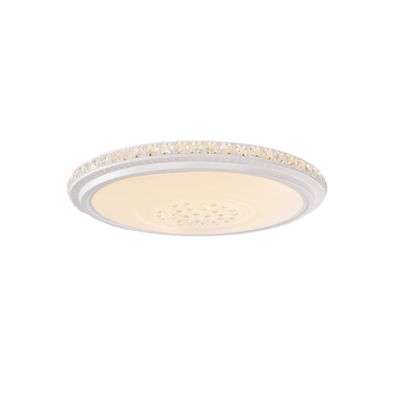 Modern Led Ceiling Flush Light With Crystal Detail White Warm/White 12/16/19.5 Dia.