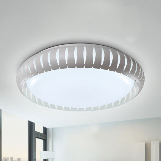 Contemporary Metal Doughnut Flush Lighting - White/Black Led Mount Fixture With Hollow - Out Design