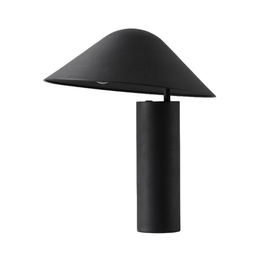 Modern Aluminum Led Mushroom Table Light - Black Bedside Desk Lamp With Iron Cylinder Base