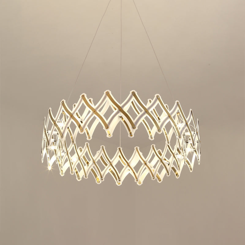 Contemporary Acrylic Led Chandelier - 31.5’/23.5’ W Grid Chrome/Gold Warm/White Light