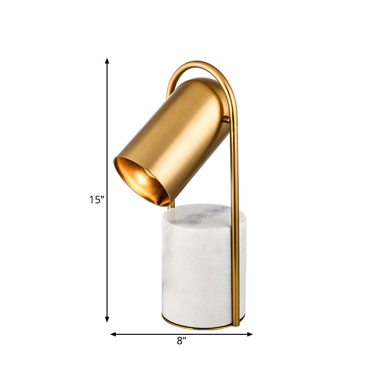 Metal Desk Lamp With Gold Finish Marble Base - Modern Capsule Design 1 Bulb