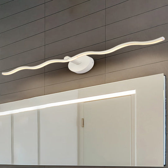 Simplicity Led Acrylic Wall Sconce Vanity Light 18/26.5 L White Wave Design For Bathroom / 18