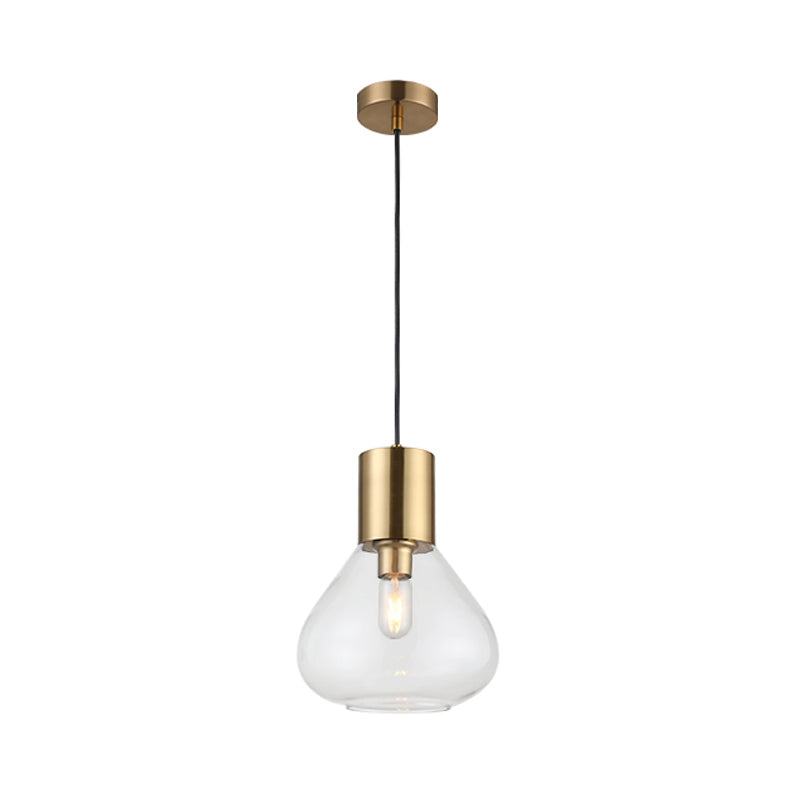 Modern Clear Glass Urn Pendant Lamp - Gold Finish Dining Table Lighting