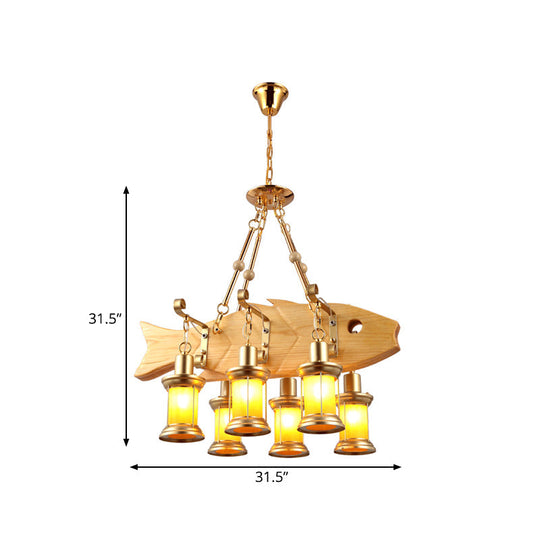 Orange Glass Island Pendant Light W/ Fish/Guitar Design - Farm Gold Kerosene Hanging Lamp Kit
