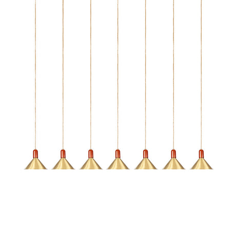 Gold Finish Multi-Light Pendant Conical Ceiling Lamp - Industrial Tandem Hanging 3/5/7 Lights