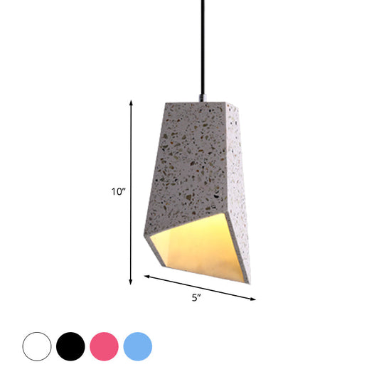 Nordic Terrazzo Geometric Hanging Light Fixture - 1 Head White/Black/Red Pendant Lamp For Coffee