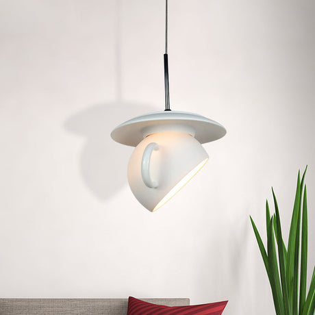 Modern Macaron Coffee Cup Led Ceiling Lamp With Cement Shade - White/Blue/Yellow Finish White