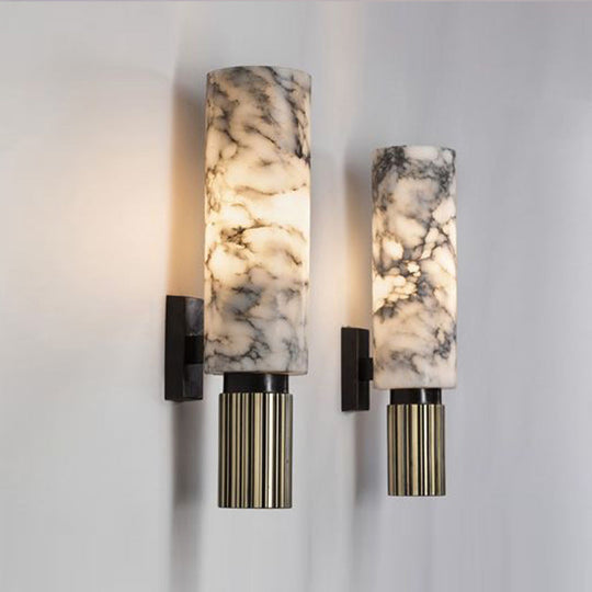 Modernist Black Cylinder Coffee House Wall Sconce Light - Dolomite 1-Light Mount Lamp