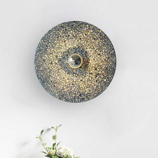 Terrazzo Wall Mounted Light: Designer Style 1-Bulb Sconce For Corridors In Beige & Lake Blue
