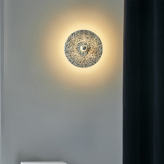 Terrazzo Wall Mounted Light: Designer Style 1-Bulb Sconce For Corridors In Beige & Lake Blue