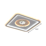 Modern Square Flushmount Led Light - Acrylic White Lamp With Lovers Pattern