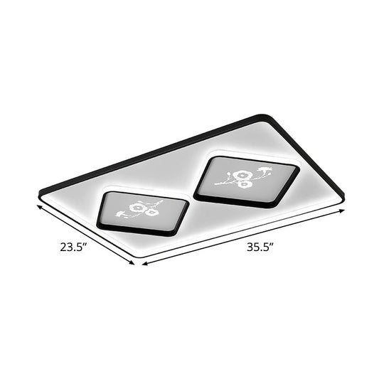 Modern Acrylic Led Ceiling Light Fixture In Black Square/Rectangular Flush Mount White/Warm