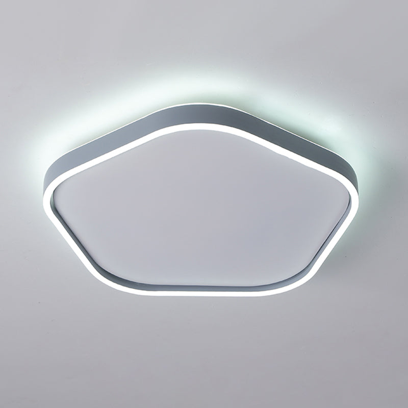 Minimalist Pentagon Ceiling Mounted Led Flushmount Light - Acrylic 16’/19.5’ Width Grey White/Warm