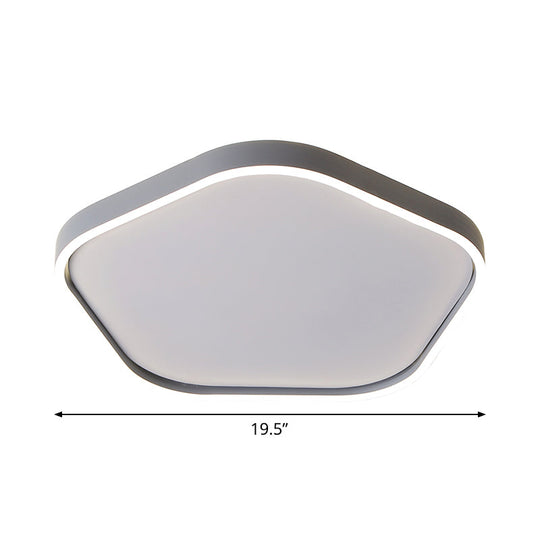 Minimalist Pentagon Ceiling Mounted Led Flushmount Light - Acrylic 16’/19.5’ Width Grey White/Warm