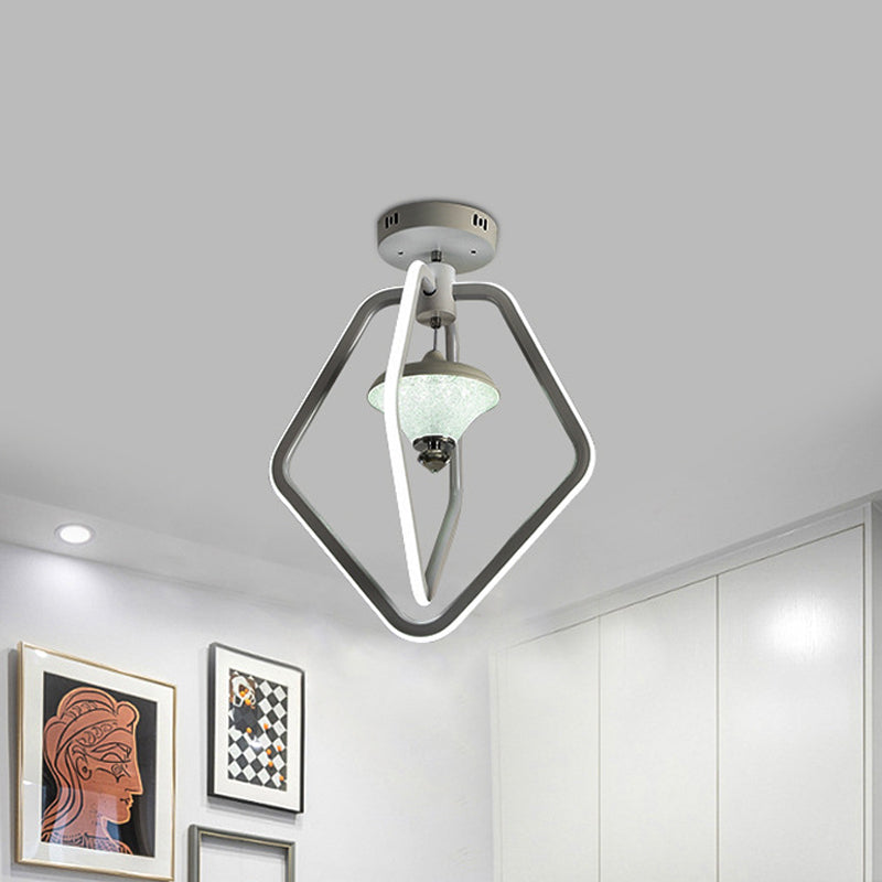 Sleek White Acrylic Led Ceiling Light For Corridor - Dual - Pentagon Semi - Flush Mount