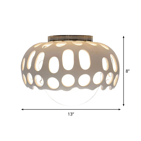 Modern Resin Hollow-Out Dome Flushmount Ceiling Light - White 1 11/13 Wide