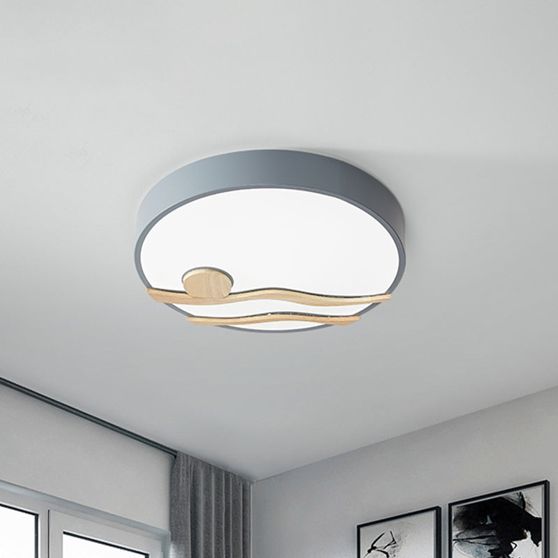 Modern Led Iron Flush Mount Ceiling Lamp For Bedroom - White/Grey Finish 16’/19.5’ Wide