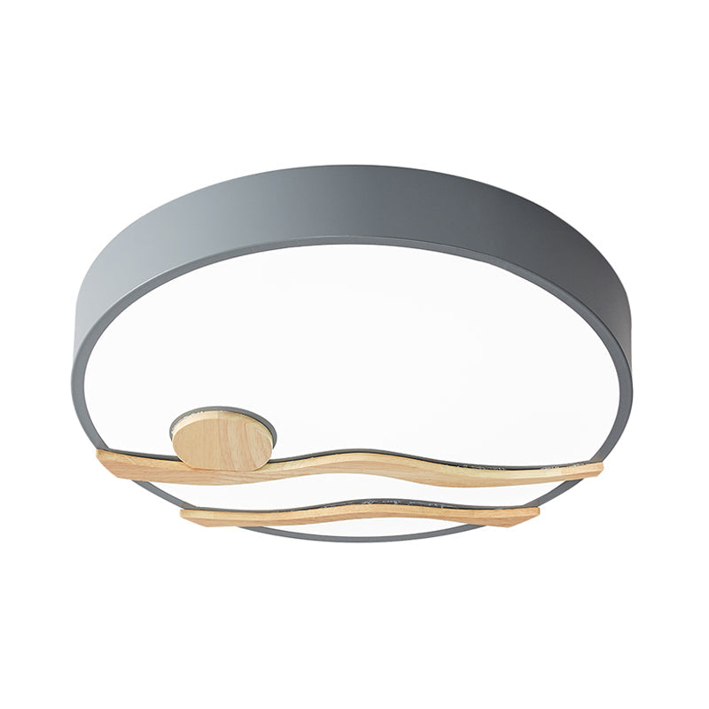 Modern Led Iron Flush Mount Ceiling Lamp For Bedroom - White/Grey Finish 16’/19.5’ Wide