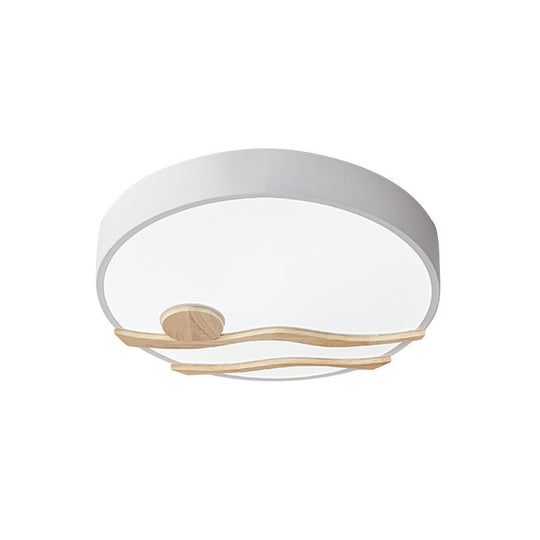 Modern Led Iron Flush Mount Ceiling Lamp For Bedroom - White/Grey Finish 16/19.5 Wide