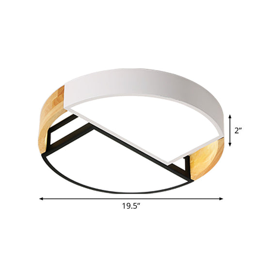 Modernist Led Flush Mount Light Fixture With Splicing Drums In White/Black/Wood 16’/19.5’ Dia