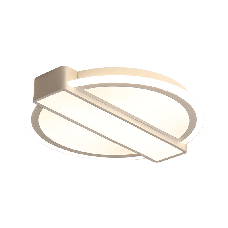 Led Flushmount Ceiling Light With Acrylic Shade - White Round And Rectangle Design