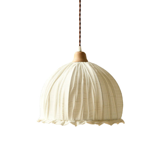White Dome Fabric Suspension Light - Modernist 1-Light Pendant Lamp For Restaurants