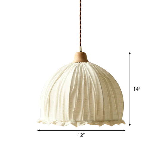 White Dome Fabric Suspension Light - Modernist 1-Light Pendant Lamp For Restaurants