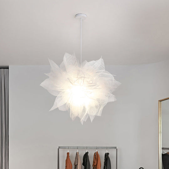 Modern Flower Ceiling Pendant Light - Sheer 1 18/27 Width White/Blue/Pink Perfect For Bedrooms White