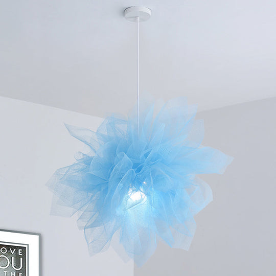 Modern Flower Ceiling Pendant Light - Sheer 1 18/27 Width White/Blue/Pink Perfect For Bedrooms Blue