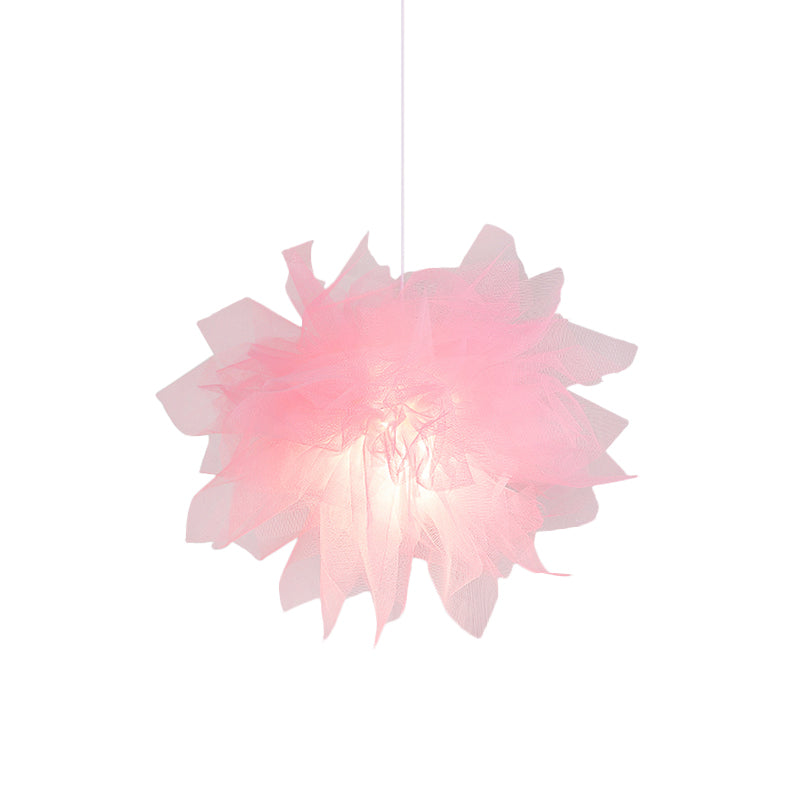 Sheer Flower Ceiling Pendant Light - Modern 1 18’/27’ Width White/Blue/Pink Suspended Lamp For
