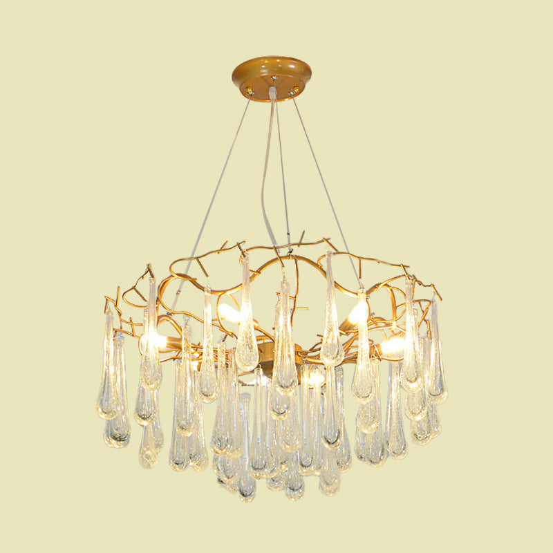 Modern Cascade Clear Bubble Crystal Chandelier With 6 Lights And Iron Arm Suspension