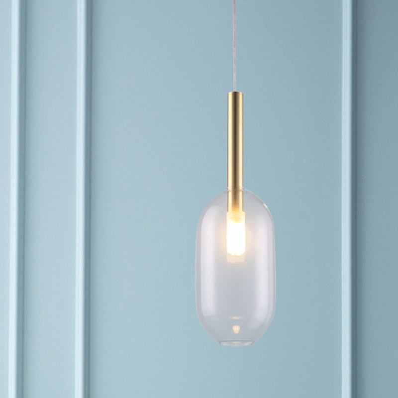 Simple Brass Led Pendant Ceiling Lamp With Clear Glass Shade For Living Room