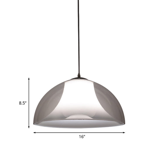Simple Black Semicircle Pendant Light With Clear Glass - 1 Bulb Ceiling Suspension Lamp